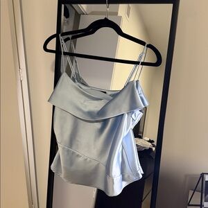 Zara Light Blue Satin Womens Top
